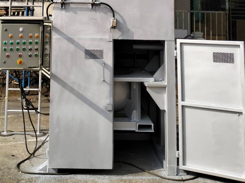 Molten aluminium in a furnace