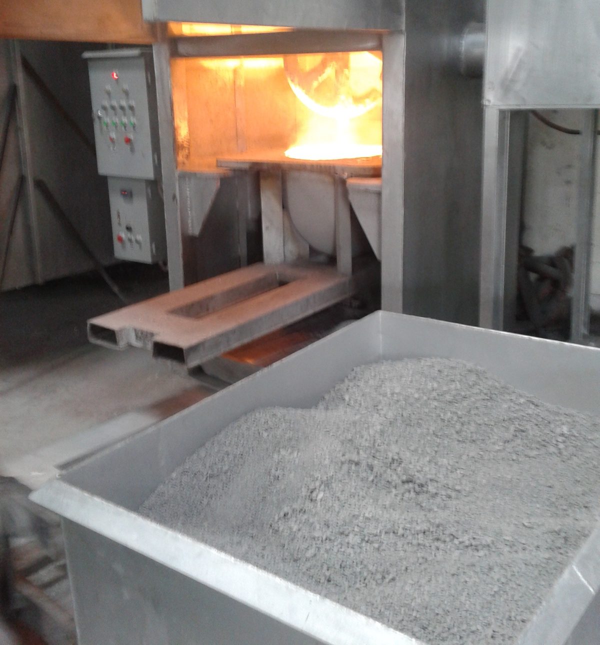 Molten aluminium in a furnace
