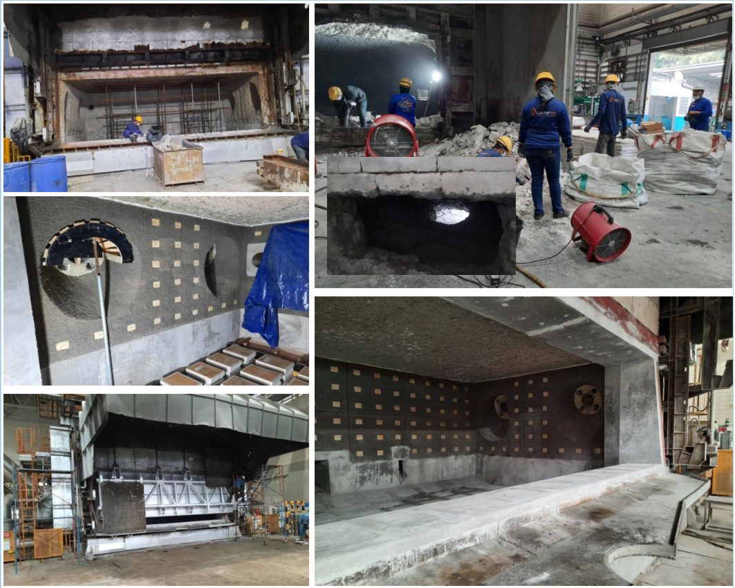 Crucible furnaces in an aluminium plant